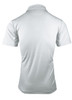 A light-coloured men's polo shirt with a classic collar and short sleeves, featuring a logo on the back.