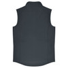 A dark grey men's vest with a high collar and no sleeves, featuring a branded logo.