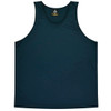 A dark green singlet top featuring a logo, suitable for kids.