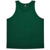 A green singlet with a round neckline, featuring a label with branding. The fabric appears smooth and casual.