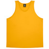 A bright yellow kids' singlet featuring a branded label at the neck.