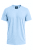 A light blue t-shirt with a standard crew neck and short sleeves. It features a logo on the inside label.