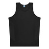 A black singlet featuring a simple design with mesh panels and a logo.