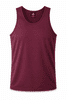 A maroon men's singlet featuring a logo on the label. The design is simple and sleeveless.