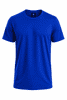 A royal blue T-shirt with a crew neck and short sleeves. The shirt features a logo on the inside tag.