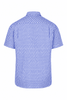 Short-sleeve button-up shirt in blue and white checkered pattern with a standard collar and no visible logos.