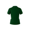 A green polo shirt with white side panels and a collar. The back view features a logo on the upper section.