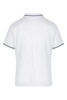 A white men's polo shirt featuring contrasting trim, designed with a classic collar and short sleeves.