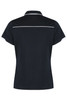 A navy polo shirt with contrasting white accents and a logo at the back. Suitable for casual or sportwear.