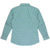A long-sleeve button-up shirt featuring a green and blue checked pattern, with a collar and button cuffs.