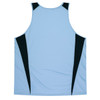 A light blue singlet with black side panels and a logo on the front.
