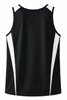 A black singlet featuring white side panels and a small logo. Suitable for men's casual wear or sports activities.