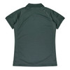 A dark green women's polo shirt with a classic collar and short sleeves. The back features a logo.