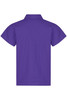 A purple polo shirt with short sleeves, featuring a collar and a clean back design. It includes a logo.