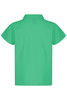A green polo shirt with a short-sleeve design and a collar, featuring a logo on the front.