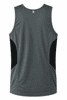 A grey men's singlet with black side panels, featuring a brand logo on the back.