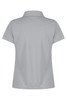 A grey polo shirt with a classic collar and short sleeves, featuring a branding logo.