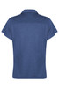 A blue polo shirt with a collar and short sleeves, featuring a simple design and a logo.