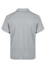 A grey polo shirt featuring a collar and short sleeves, with a logo present on the design.