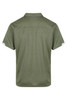 A green men's polo shirt with a collar and short sleeves, featuring a back view and sleeves in a contrasting colour.