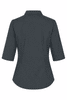 A dark blue button-up shirt with 3/4 sleeves and a fitted design at the back. It has a collar and brand logo.