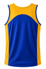A blue and yellow men's singlet featuring a sporty design and a logo.