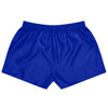 Blue rugby shorts featuring an elastic waistband and a smooth finish, suitable for sports uniforms.