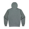 A grey men's hoodie with a hood and long sleeves, featuring a plain back design.