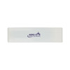 A white promotional item with a logo, featuring a sleek and polished design.