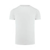 A plain white men's active t-shirt with short sleeves and a round neckline, featuring a logo.