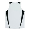 A sleeveless sports singlet in light grey with black side panels and branding.