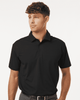 A men's polo shirt in black, featuring a classic design and a logo on the chest.