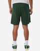 A pair of green men's shorts with a relaxed fit, viewed from the back. Features a smooth fabric finish.