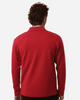 A red long-sleeve polo shirt with a collar, featuring a logo on the back.