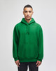 A green Champion Reverse Weave® adult pullover hooded sweatshirt with a front pocket and a logo.