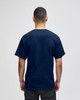 A navy blue Champion adult short-sleeve t-shirt viewed from the back. Features a logo on the upper back area.