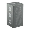 A drink bottle in a grey box, featuring a logo and illustrations indicating its leakproof and durable qualities.