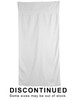 A white terry velour beach towel measuring 75x150 cm, with a logo displayed on it.