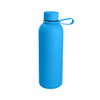 A drink bottle in a vibrant blue colour with a carry handle and a smooth, matte finish.