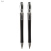 AURA Metal Italy Prestige Pen Gift Set featuring two black metal pens with silver accents and a logo.