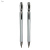 A grey metal pen gift set featuring two pens with a sleek design and silver accents. Includes a branding logo.