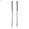 A silver pen gift set featuring two metal pens, elegantly designed with a sleek finish. Includes branding.