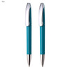 A teal writing set featuring two plastic pens with chrome accents and sleek design. Includes branding on the pens.