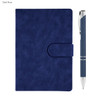 A dark blue notebook with a clasp and a matching pen, part of the Rewiz Notebook and Pen Gift Set.