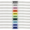 A row of white shoelaces featuring various coloured luxury shoelace charms in multiple designs and shades.