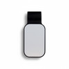 A black car visor sunglass holder with a smooth, reflective surface and a minimalistic design.