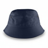 A navy blue bucket hat with a rounded crown and wide brim, featuring a logo.
