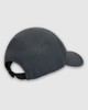 A dark grey cap with a curved brim and an adjustable strap at the back, featuring a logo.