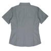 A green short-sleeve button-up shirt with a fitted design and a collar, featuring a logo.