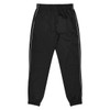 Black kids' pants featuring a simple design with white side stripes and an elastic waistband.